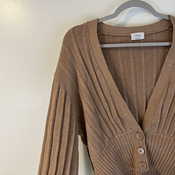 Aritzia Wilfred Thais Plunge Front Cardigan in Camel - Picture 3 of 7